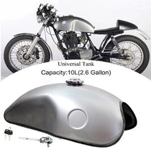Load image into Gallery viewer, 10L / 2.6 Gallon Motorcycle Cafe Racer Gas Fuel Tank Unpainted