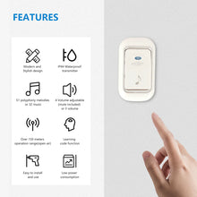 Load image into Gallery viewer, B0202 Waterproof Doorbell 1-2 Receivers Long Range Wireless Doorbell