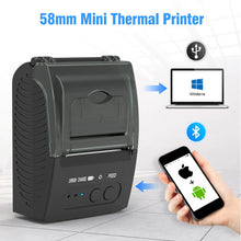 Load image into Gallery viewer, Mini Portable Thermal Receipt Printer BT 58mm Mobile Phone Android IOS PC