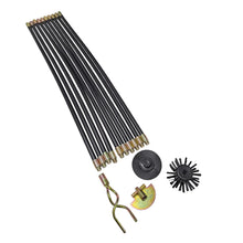 Load image into Gallery viewer, 10 x 3ft Drain Rod Set 3/4in Thread Brass Ferrules 14pcs