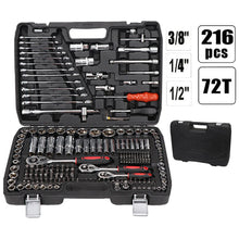 Load image into Gallery viewer, 216 Piece Socket Set Household Car 1/2" & 1/4"& 3/8" Tool Kit