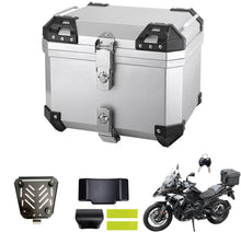 Load image into Gallery viewer, Silver 45L Motorcycle Rear Top Box Luggage 45L Tail Carrier