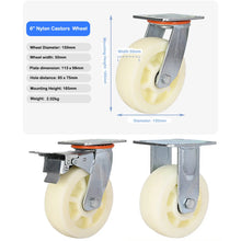 Load image into Gallery viewer, 4 pcs 6-inch 150mm Extra Heavy Duty Industrial Swivel Castors with Nylon Wheel