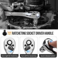 Load image into Gallery viewer, 57 PCS 72 Teeth Ratchet Hand Tool Socket Set 1/4"-3/8" Metric Tool Kit