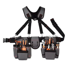 Load image into Gallery viewer, Adjustable Electrician Tool Bag with Suspenders and Pouches Portable Belt Bag