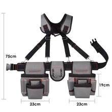 Load image into Gallery viewer, Adjustable Electrician Tool Bag with Suspenders and Pouches Portable Belt Bag