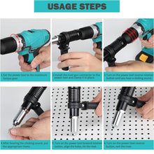 Load image into Gallery viewer, Electric Rivet Gun Adapter Kit Cordless Drill Nut Riveter Insert Wrench Kit