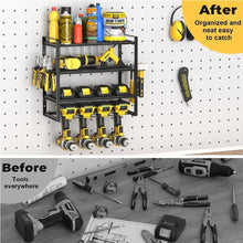 Load image into Gallery viewer, 4 Layer Power Tool Organizer Wall Mounted Metal Storage Rack