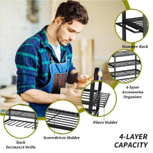 Load image into Gallery viewer, 4 Layer Power Tool Organizer Wall Mounted Metal Storage Rack