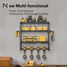 Load image into Gallery viewer, 4 Layer Power Tool Organizer Wall Mounted Metal Storage Rack
