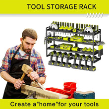 Load image into Gallery viewer, Power Tool Organizer Wall Mount High-capacity Storage 4 Layers 8 Drill Holder