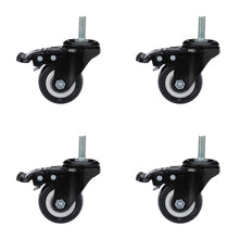 Load image into Gallery viewer, 4 pcs 1.5" Heavy Duty Swivel Caster Wheels M8 Threaded Stem Brake Swivel Wheels