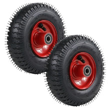 Load image into Gallery viewer, 2 x 10 inch pneumatic trolley wheels 4.10/3.50-4 heavy duty 20mm bore