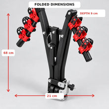 Load image into Gallery viewer, Foldable 3-bike tow ball carrier rack 45kg capacity for 50mm tow ball