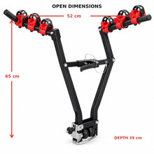 Load image into Gallery viewer, Foldable 3-bike tow ball carrier rack 45kg capacity for 50mm tow ball