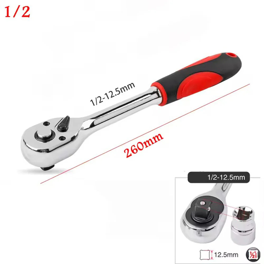 72 Teeth Ratchet Socket Wrench Tools 1/4" 3/8" 1/2" inch Ratchet Wrenc ...