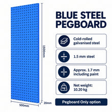 Load image into Gallery viewer, Blue Steel Pegboard 1500 x 500mm – Panel or 29-Piece Hook & Bin Set – detail 4