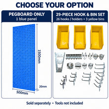Load image into Gallery viewer, Blue Steel Pegboard 1500 x 500mm – Panel or 29-Piece Hook & Bin Set – detail 5