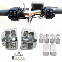 Load image into Gallery viewer, Chrome Switch Housings Cover+6x Hand Control Button Caps Fit For Harley Softail