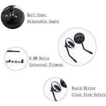 Load image into Gallery viewer, Motorcycle Round Black Rear View Side Mirrors for Harley Touring Cruiser Bobber