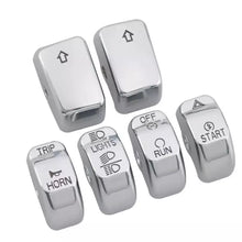 Load image into Gallery viewer, Chrome Switch Housings Cover+6x Hand Control Button Caps Fit For Harley Softail