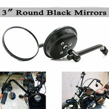 Load image into Gallery viewer, Motorcycle Round Black Rear View Side Mirrors for Harley Touring Cruiser Bobber