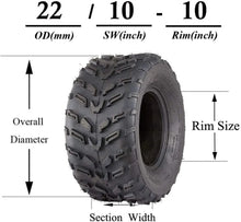 Load image into Gallery viewer, PAIR 22 X 10 - 10 10" Inch Tyre Tire Quad Dirt Bike ATV Buggy
