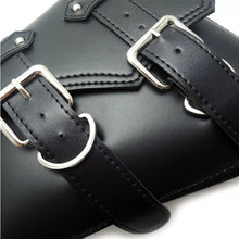 Load image into Gallery viewer, 2X Motorcycle PU Leather Pouch Panniers Black Side Saddle Bag Saddlebags Toolbag