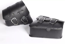 Load image into Gallery viewer, 2X Motorcycle PU Leather Pouch Panniers Black Side Saddle Bag Saddlebags Toolbag