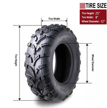 Load image into Gallery viewer, WANDA Set 25x8-12 & 25x10-12 Front Rear Tyre Tubeless for ATV UTV Quad Mower Buggy