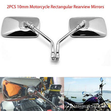 Load image into Gallery viewer, Pair Motorcycle Rear View Mirrors Chrome Rectangula 10mm Thread Universal Silver