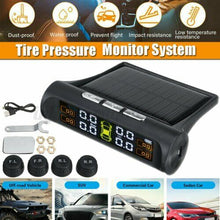 Load image into Gallery viewer, Solar Wireless TPMS LCD Car Tire Pressure Monitoring System +4 External Sensors