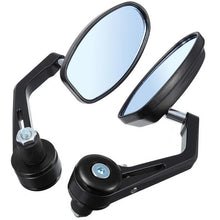 Load image into Gallery viewer, 7/8" Bar End Rear Side View Mirrors Cafe Racer Black Universal Motorcycle bike