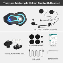 Load image into Gallery viewer, T-Max Pro Motorcycle Intercom Bluetooth Helmet Headset 6 Riders BT 5.0 1200M FM