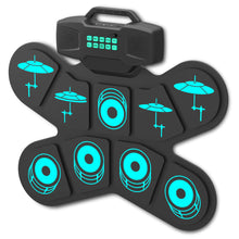 Load image into Gallery viewer, WGS505 Electronic Hand Roll Up Drum Kit 9 Pad with Drumsticks Foot Pedals