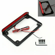 Load image into Gallery viewer, Black Motorcycle License Number Plate Frame Holder Bracket LED Brake Light
