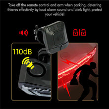 Load image into Gallery viewer, Bike Alarm Tail Light With Smart Brake Sensing Anti Theft USB Rechargeable Black