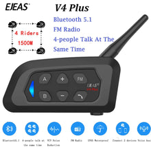 Load image into Gallery viewer, EJEAS V4 Plus Motorcycle Helmet Intercom Headset Bluetooth 1500M 4 Riders