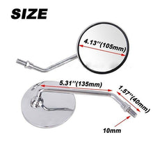 Load image into Gallery viewer, Chrome Round Motorcycle Rearview Mirrors M10 For Honda Suzuki Kawasaki