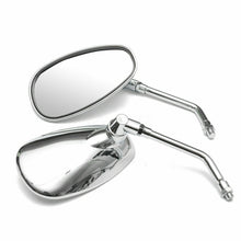 Load image into Gallery viewer, Pair Motorcycle Rear View Mirrors Chrome Oval 10mm Thread Universal Silver
