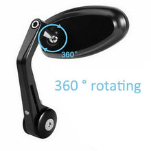 Load image into Gallery viewer, 7/8" Bar End Rear Side View Mirrors Cafe Racer Black Universal Motorcycle bike