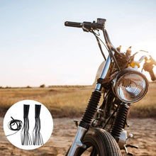 Load image into Gallery viewer, 12" Leather Motorcycle Bkie Brake Lever Covers Biker Clutch Fringe Long Tassels