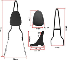 Load image into Gallery viewer, Passenger Backrest Sissy Bar Fit Harley Sportster XL883 1200 48 Iron 2004-UP