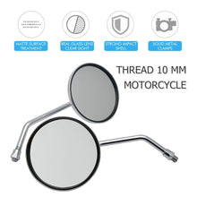 Load image into Gallery viewer, Chrome Round Motorcycle Rearview Mirrors M10 For Honda Suzuki Kawasaki