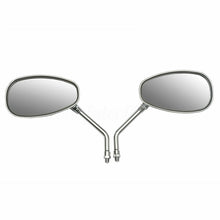 Load image into Gallery viewer, Pair Motorcycle Rear View Mirrors Chrome Oval 10mm Thread Universal Silver
