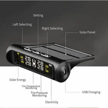 Load image into Gallery viewer, Solar Wireless TPMS LCD Car Tire Pressure Monitoring System +4 External Sensors