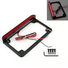 Load image into Gallery viewer, Black Motorcycle License Number Plate Frame Holder Bracket LED Brake Light