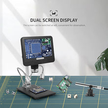 Load image into Gallery viewer, Double lens 7'' microscope and endoscope electronics digital microscope PCB Phone Repair SMD/SMT Soldering Tool