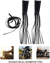Load image into Gallery viewer, 12" Leather Motorcycle Bkie Brake Lever Covers Biker Clutch Fringe Long Tassels