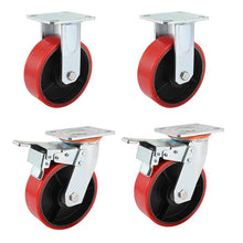 Load image into Gallery viewer, 4 pcs 8-inch 200mm Extra Heavy Duty Industrial Swivel Castors with PU Wheel